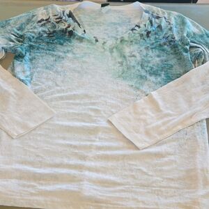 Cruel White and Blue Long Sleeve Top